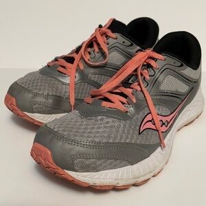 SAUCONY Cohesion 12 Running Shoe, Size 11, Gray and Coral